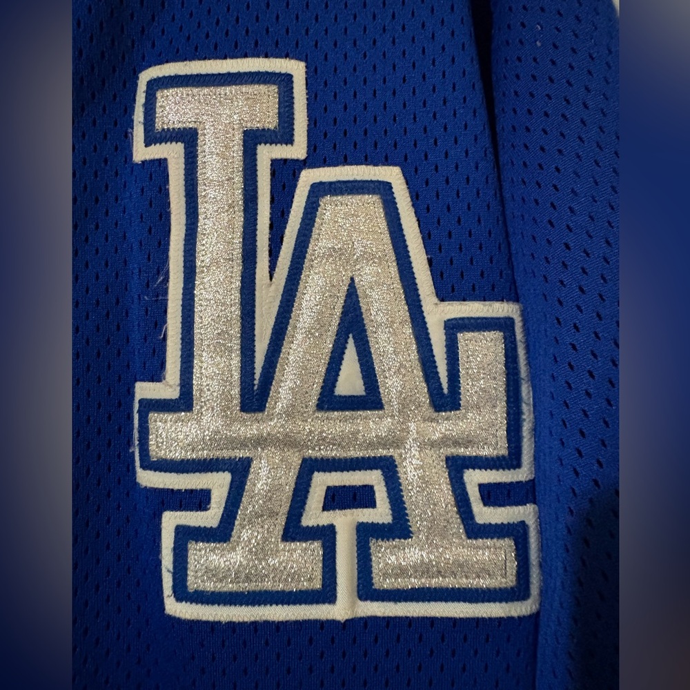 Majestic Royal Blue Baseball Jersey with Shimmer-Silver Logo Tag - Picture 2 of 5